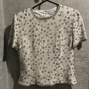 Adrianna Papell short sleeve silk top